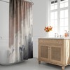 Mid-Century Modern Shower Curtain with Beach-inspired Wavy Abstract Design, Perfect for a Coastal Bath Decor