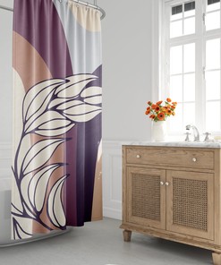 Mid-Century Modern Shower Curtain with Tropical Leaf Botanical Design, Minimalist and Stylish Bath Decor