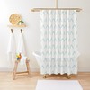 Mid-Century Sunset Shower Curtain, Boho Abstract Patterns, Trendy Bath Decor, Eco-Friendly Material