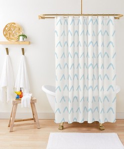 Mid-Century Sunset Shower Curtain, Boho Abstract Patterns, Trendy Bath Decor, Eco-Friendly Material