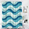 Mid-century Retro Sea Beach Coast Marine Blue White Ocean Waves Shower Curtain, for Home Bathroom Decor Accessories