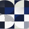 Middle Century Navy Blue Geometric Area Rugs - Abstract Modern Art Non-Slip Kids' Rug