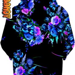 Midnight Garden Unisex All Over Print 3D Hoodie with Floral Design - Image 2