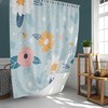 Midnight Nordic Shower Curtain | Botanical Floral Pattern with Stars Fabric Bathroom Curtain Mat | Home Bath Decor