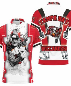 Mike Evans #13 Tampa Bay Buccaneers NFC South Division Champions Super Bowl 2021 Black and White Polo Shirt