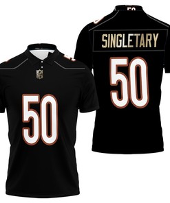 Mike Singletary #50 NFL American Football Legacy Vintage Navy Breathable Fabric Polo Shirt for Chicago Bears