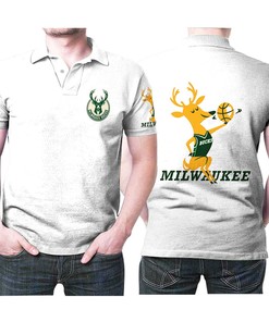 Milwaukee Bucks Basketball Classic Mascot Logo Gift for Bucks Fans White Polo Shirt All Over Print Shirt 3d T-shirt
