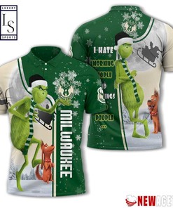 Milwaukee Bucks Grinch Steals Christmas with Polo Collar Polo Shirt