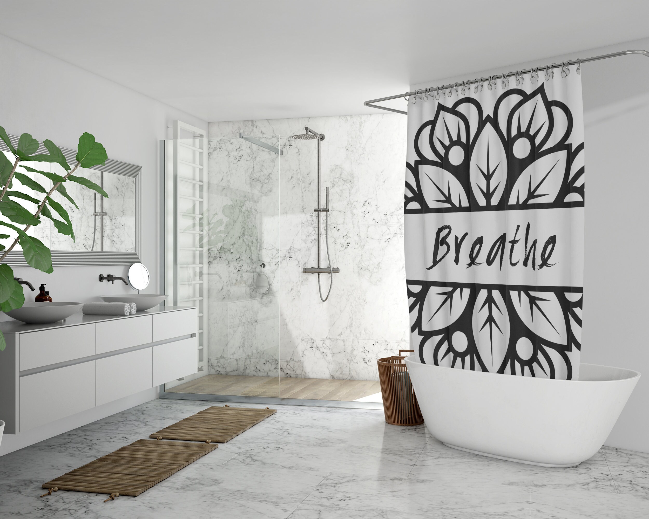 Mindfulness Boho Mandala Shower Curtain / Eclectic Bathroom Decor / New Home Gift - Image 2