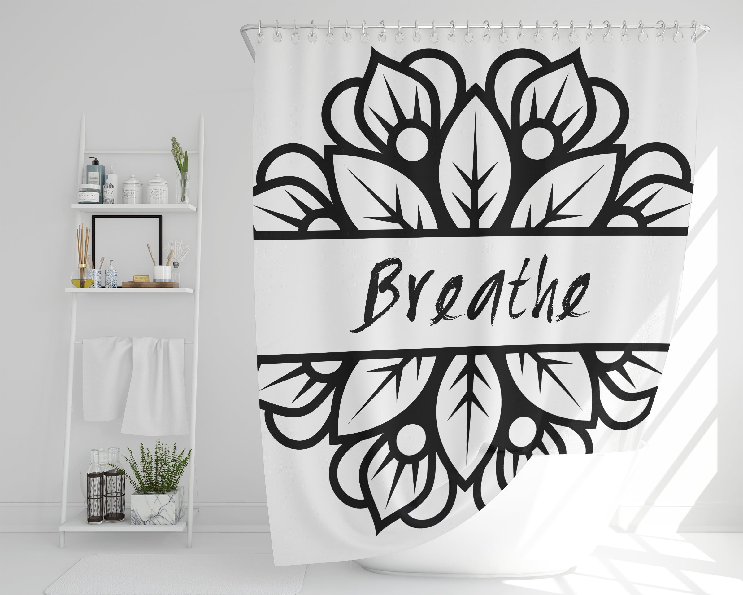 Mindfulness Boho Mandala Shower Curtain / Eclectic Bathroom Decor / New Home Gift - Image 3
