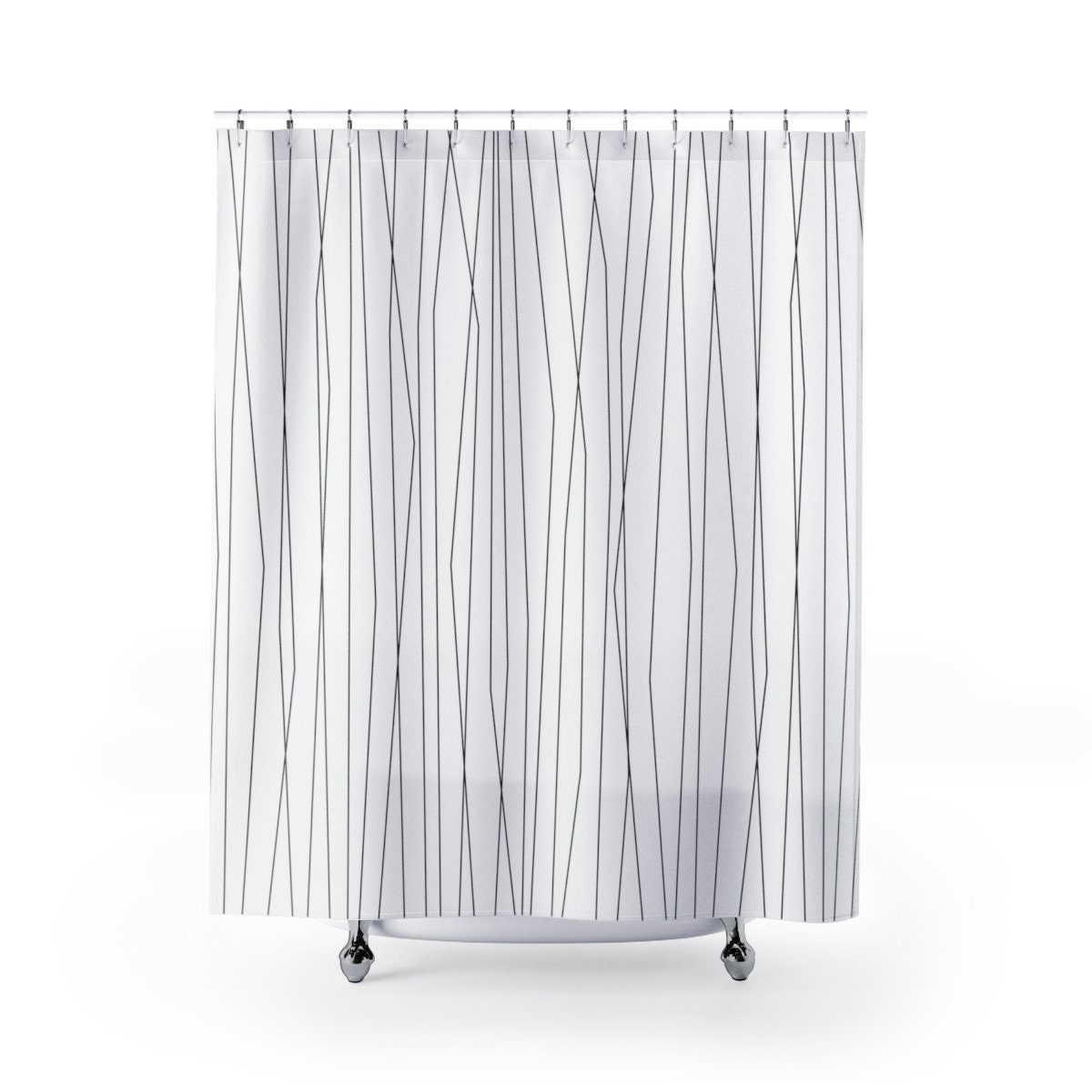 Minimal Stripe Shower Curtain Simple Abstract Line Art Design Bath Curtain for Masculine Bathroom Decor - Image 3