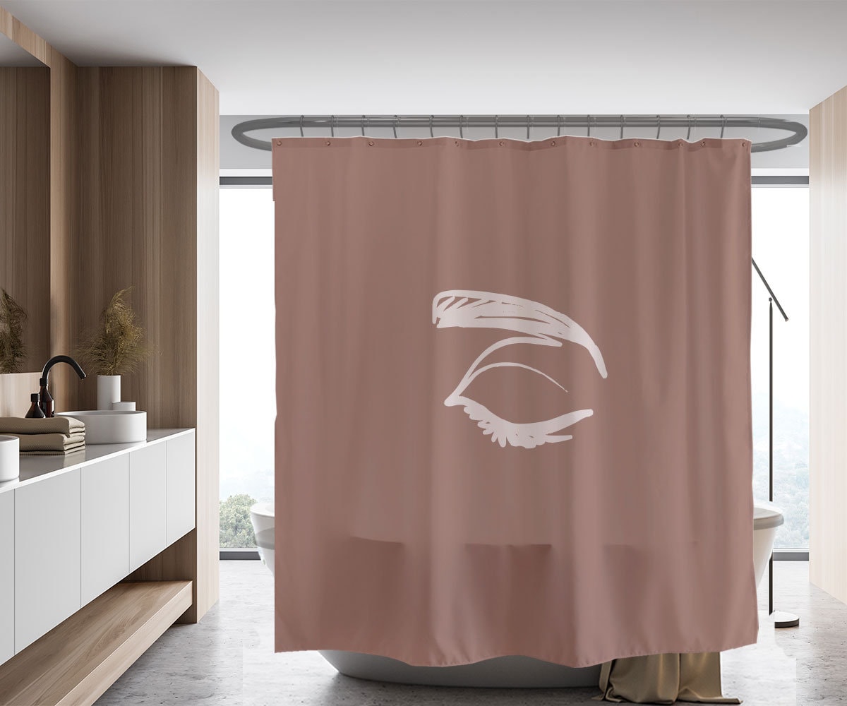 Minimalism Abstract Art Eye Shower Curtain, Waterproof & Washable Modern Bathroom Set, Custom Sizes Available - Image 2