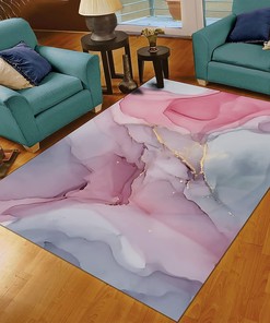 Minimalist 70s Colorful Watercolor and Art Deco Rug for Home Decor