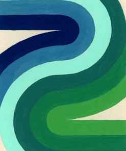 Minimalist Abstract Waves Teal Green Modern Area Rug - Perfect for Living Room Bedroom with Large 70s Rug