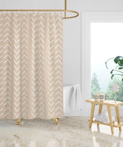 Minimalist Beige Mudcloth Print Shower Curtain, Bring Simplicity to Your Bathroom Decor