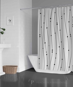 Minimalist Black and White Stripe Polka Dot Shower Curtain, Add a Modern Vibe to Your Bathroom