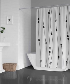 Minimalist Boho Shower Curtain, Aztec Tribal Bathroom Decor, Modern Bath Art