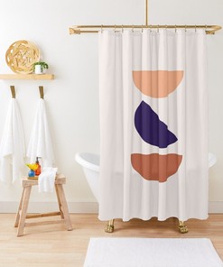 Minimalist Boho Shower Curtain - Featuring Sun and Moon Art and 100% Eco-Friendly Polyester