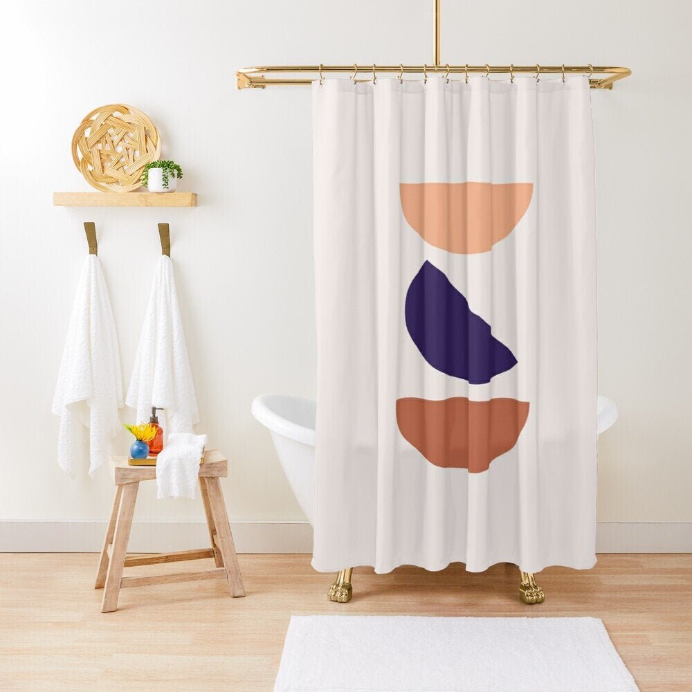 Minimalist Boho Shower Curtain - Featuring Sun and Moon Art and 100% Eco-Friendly Polyester