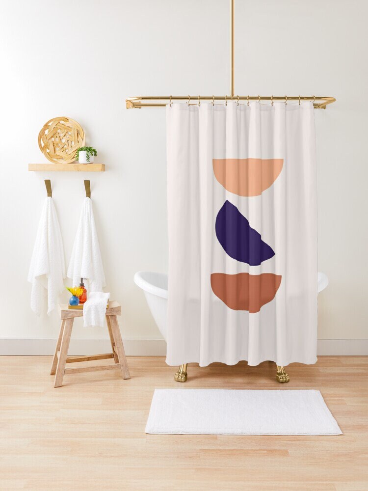 Minimalist Boho Shower Curtain - Featuring Sun and Moon Art and 100% Eco-Friendly Polyester - Image 4