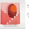 Minimalist Boho Shower Curtain with Pink Midcentury Art Design