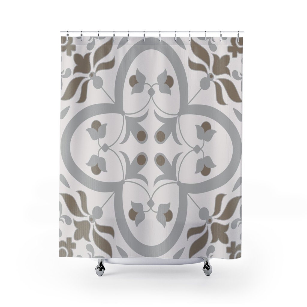 Minimalist Contemporary Shower Curtain for College Dorm & Bathroom Decor - Bath Curtain Included