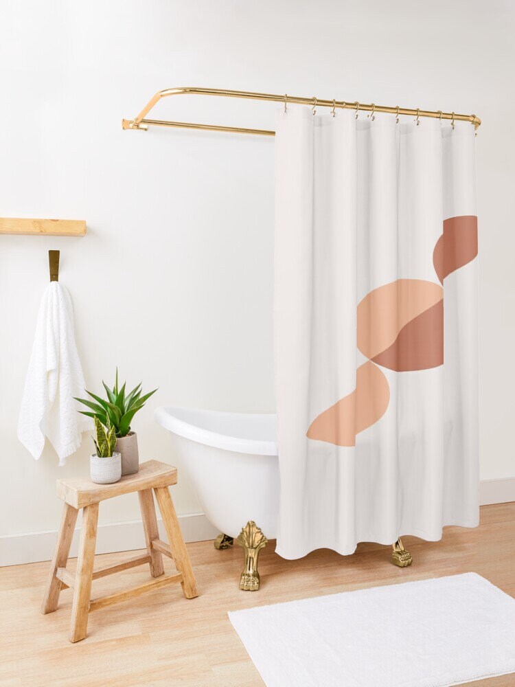 Minimalist Earth Colors Abstract Shower Curtain Trendy Art Curtain with Waterproof and Extra-Durable Eco - Image 2