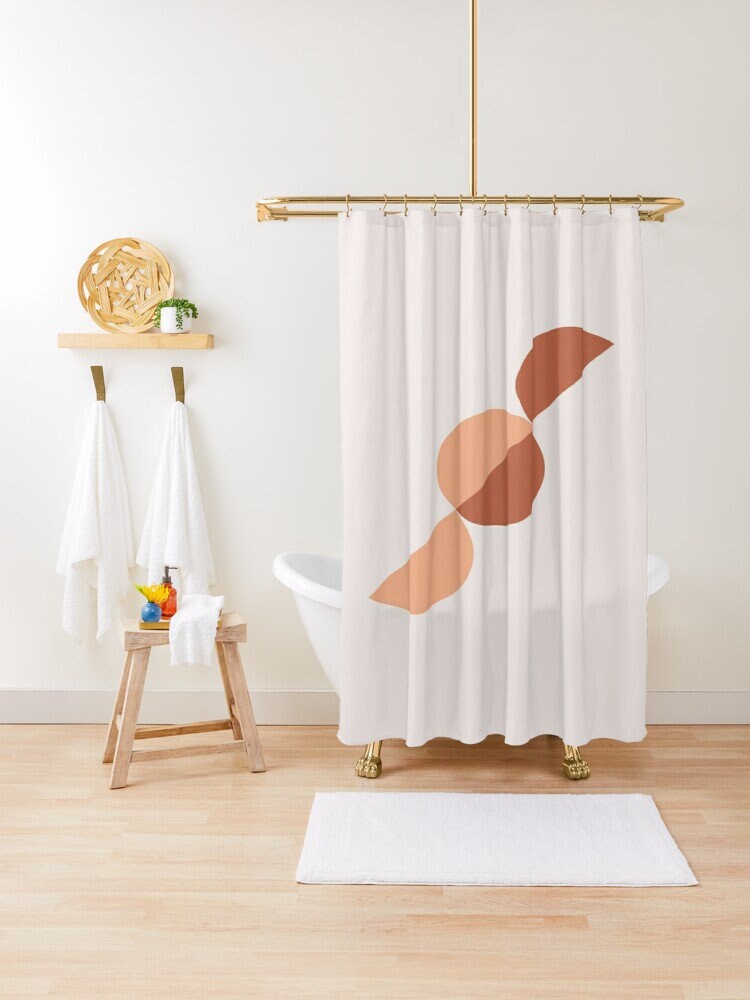Minimalist Earth Colors Abstract Shower Curtain Trendy Art Curtain with Waterproof and Extra-Durable Eco - Image 3