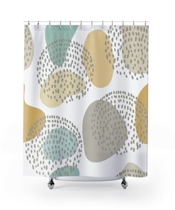 Minimalist Geometric Shapes Contemporary Vintage Shower Curtain, Abstract Art Bath Curtain