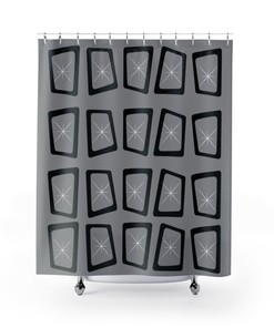 Minimalist Gray and Atomic Mod Ages Mid Century Modern Shower Curtain for a Modernist Bathroom