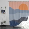Minimalist Landscape Shower Curtain | Morning Sunrise Blue Mountain | Home bathroom Set Decor