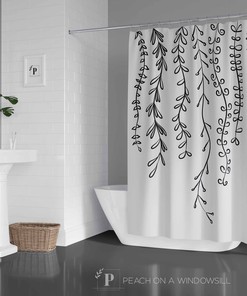 Minimalist Leaves Shower Curtain, Add a Bohemian Vibe to Your Bathroom Decor