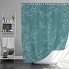 Minimalist Leaves Shower Curtain | Blue White Botanical Floral Fabric Bathroom Curtain | Home Bath Decor Accessories