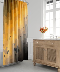Minimalist Mid-Century Modern Ombre Shower Curtain with Beach Gradient Design and House Warming Touch