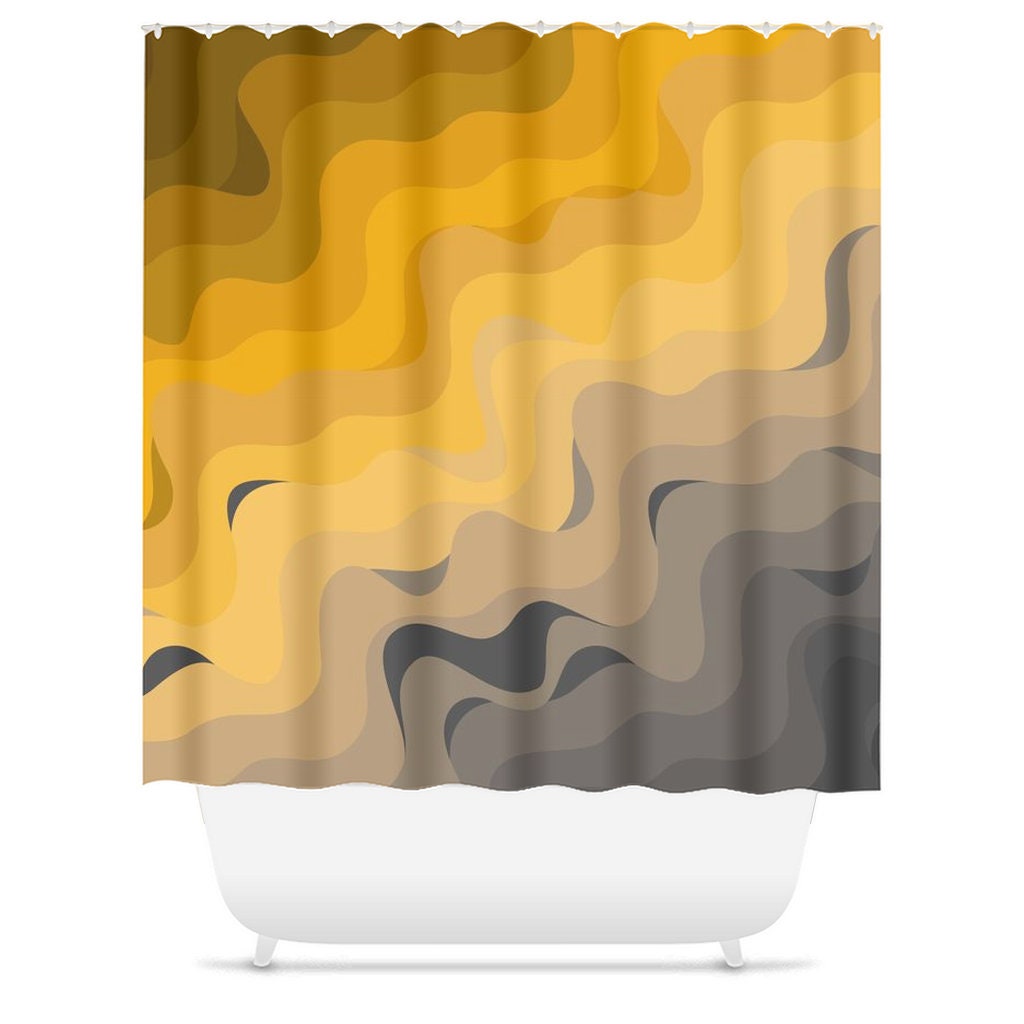 Minimalist Mid-Century Modern Ombre Shower Curtain with Beach Gradient Design and House Warming Touch - Image 3