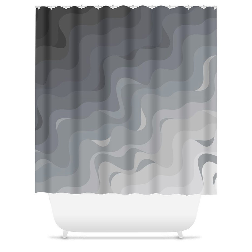 Minimalist Mid-Century Modern Ombre Shower Curtain with Beach Gradient Design for a Stylish Bathroom - Image 3