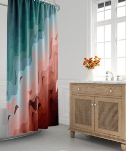 Minimalist Mid-Century Modern Ombre Shower Curtain with Beach Nautical Design for a Stylish Bathroom