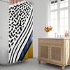Minimalist Mid-Century Modern Shower Curtain with Abstract Dots and Lines Design, Perfect for a Bohemian Bathroom