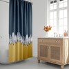 Minimalist Mid-Century Modern Shower Curtain with Abstract Floral Landscape Design, Perfect for Modern Bath Decor