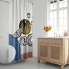 Minimalist Mid-Century Modern Shower Curtain with Abstract Floral Landscape Design, Perfect for Modern Bath Decor