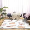 Minimalist Modern 70s Style Seamless Leaves Beige Area Rug with Spots Doodle Leaves Art for Outdoor Patio Rug