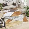 Minimalist Modern 70s Style White Grey Brown Marble Texture Area Rug