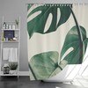 Minimalist Monstera Shower Curtain | Botanical Green Simple Fabric | Home Bath Decor | Nature Theme | House Warming Gift