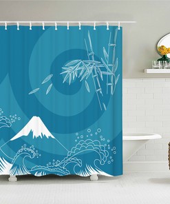 Minimalist Mount Fuji Shower Curtain | Japanese Classic Simple Fabric House Warming Gift