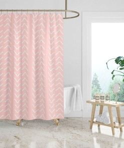 Minimalist Pink Mudcloth Print Shower Curtain, Create a Subtle Elegance in Your Bathroom