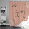 Minimalist Simple Women Portrait Line Drawing Pink Fabric Bathroom Curtain, Woman Face Shower Curtain for Retro Home