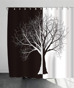 Minimalist Tree Black & White Shower Curtain - Modern Monochrome Bathroom Decor with Home Bath Accessories