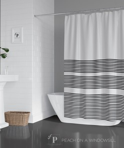 Minimalist Wavy Stripe Shower Curtain, Add a Scandi Vibe to Your Bathroom Decor