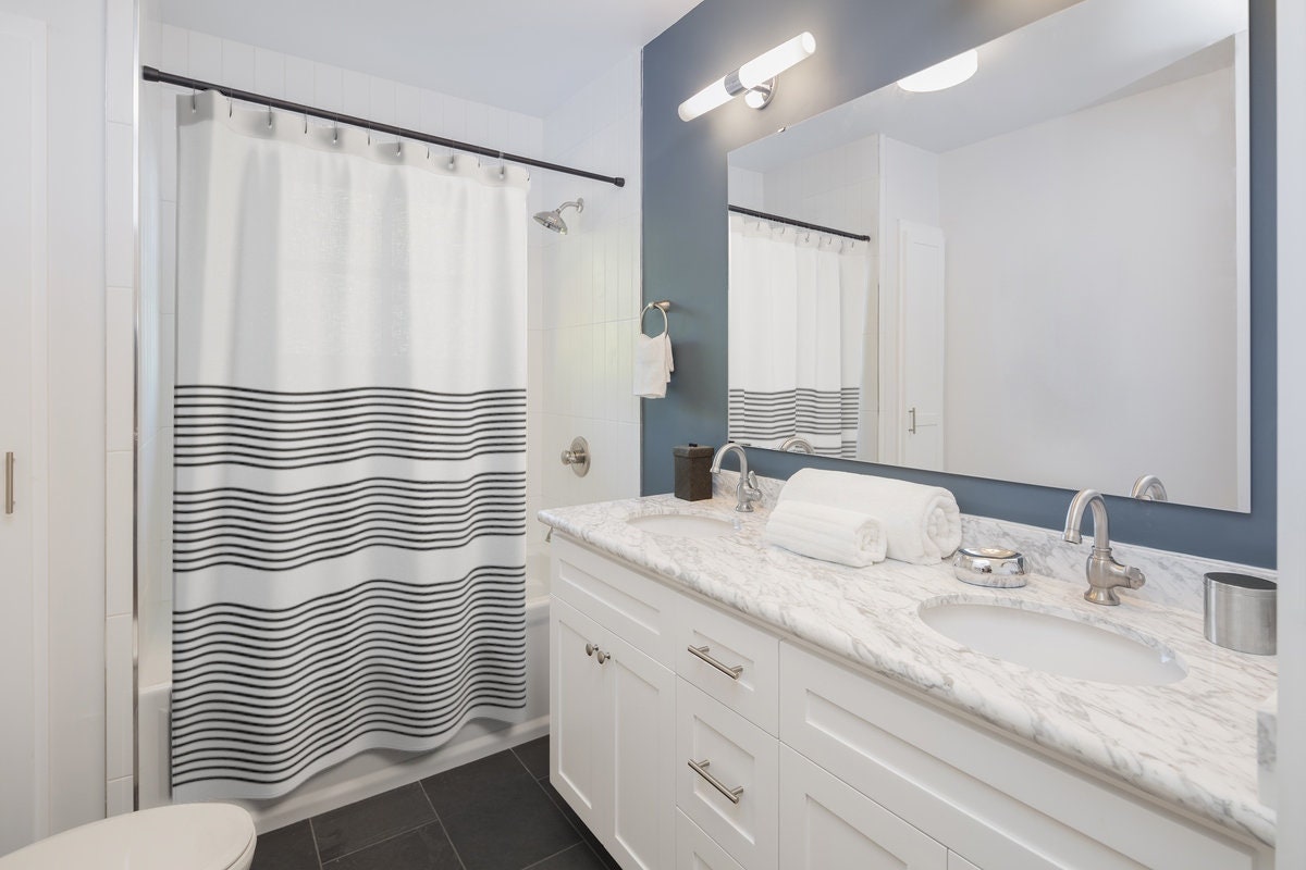 Minimalist Wavy Stripe Shower Curtain, Add a Scandi Vibe to Your Bathroom Decor - Image 2