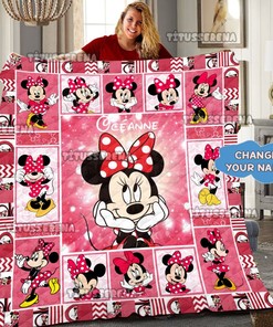 Minnie Mouse Quilt Fleece Disney Blanket, Perfect Birthday Gift for Mickey and Minnie Fans